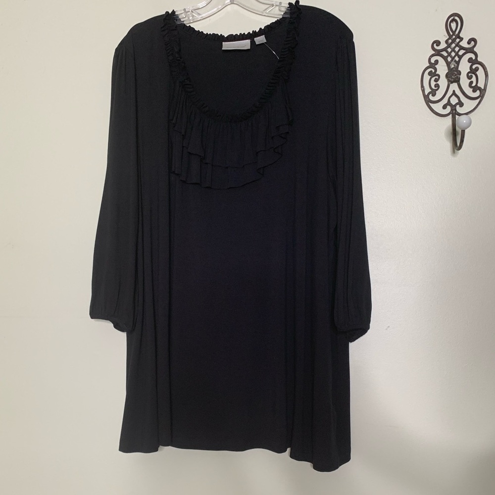 DUPLICATE,  NOT FOR SALE Avenue Black ¾ Sleeve Flowy Blouse Sz 22/24 - Picture 2 of 15